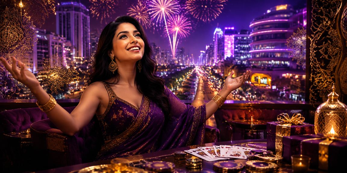 Neon lit MG Road in Bangalore with digital card games Andar Bahar and Teen Patti