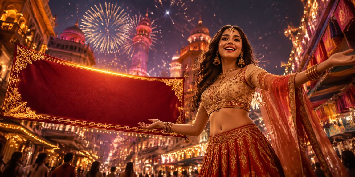 Vibrant Indian night market with casino entertainment
